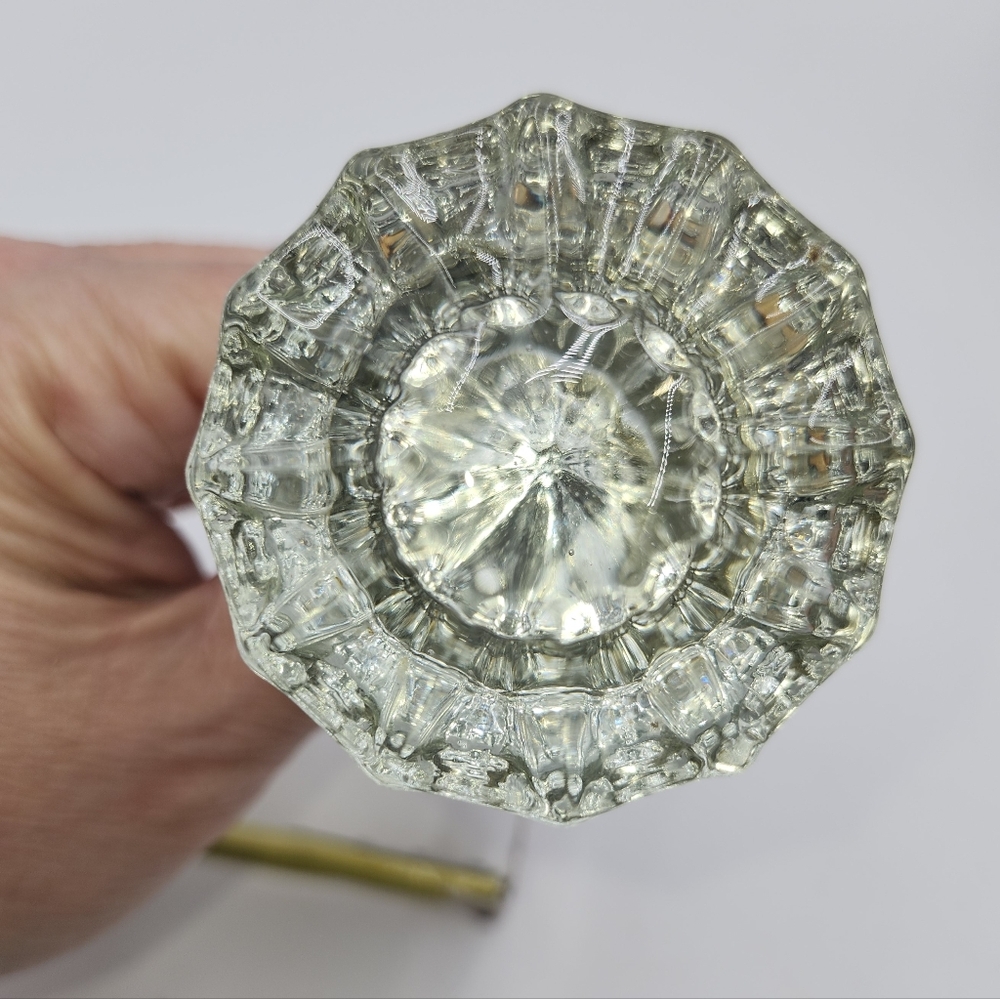 2" crystal glass antiquue doorknob knob "starburst" fluted